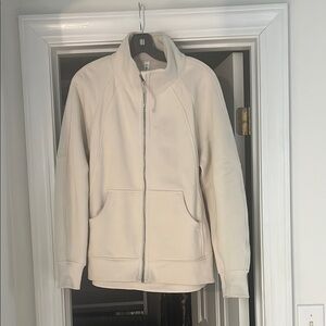 lululemon athletica Cream Bomber Jacket with Full Zip and Fitted Silhouette